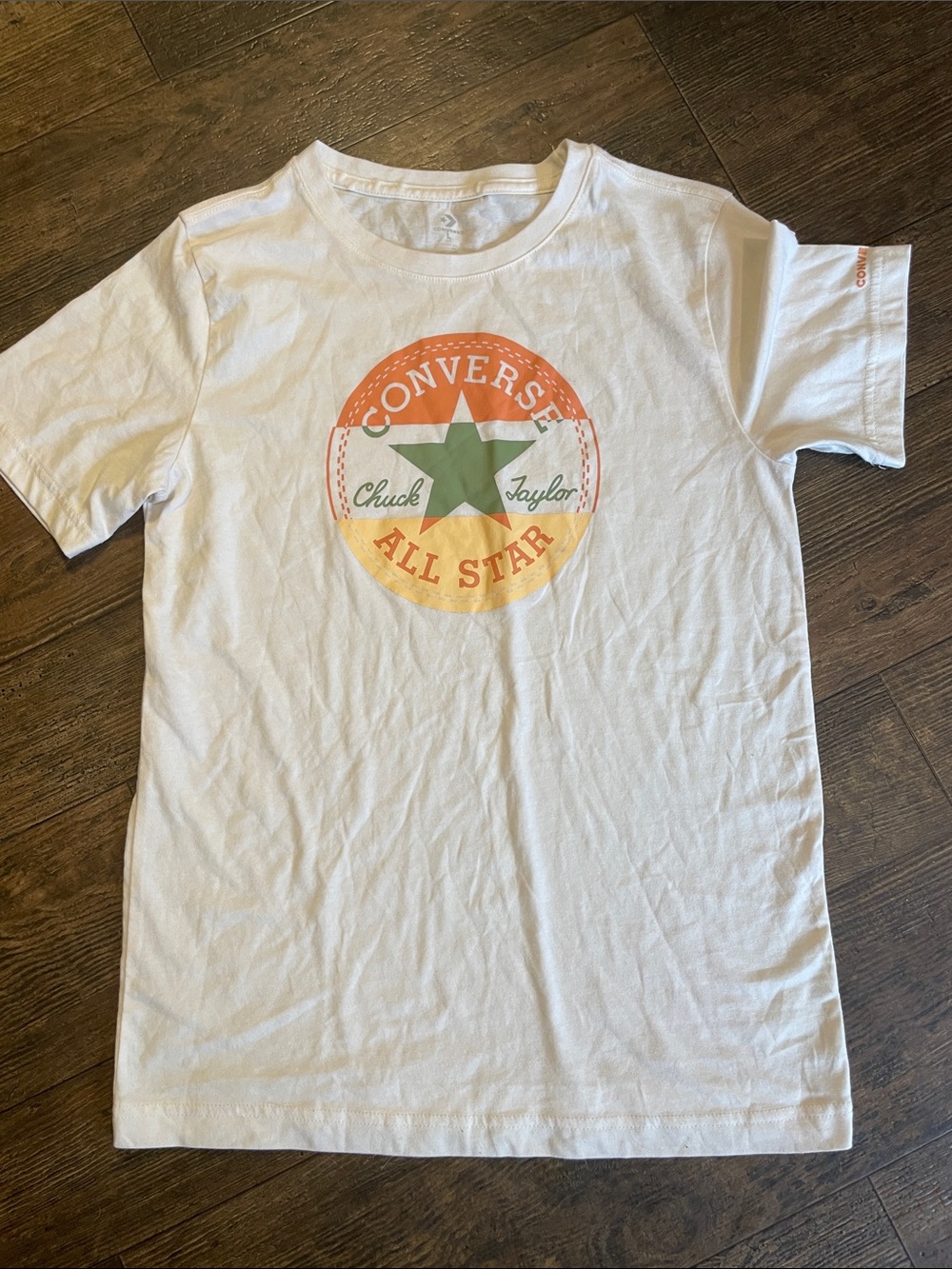 Converse Chuck Taylor Kids Unisex Beige Retro All Star Logo Short Sleeve Tee